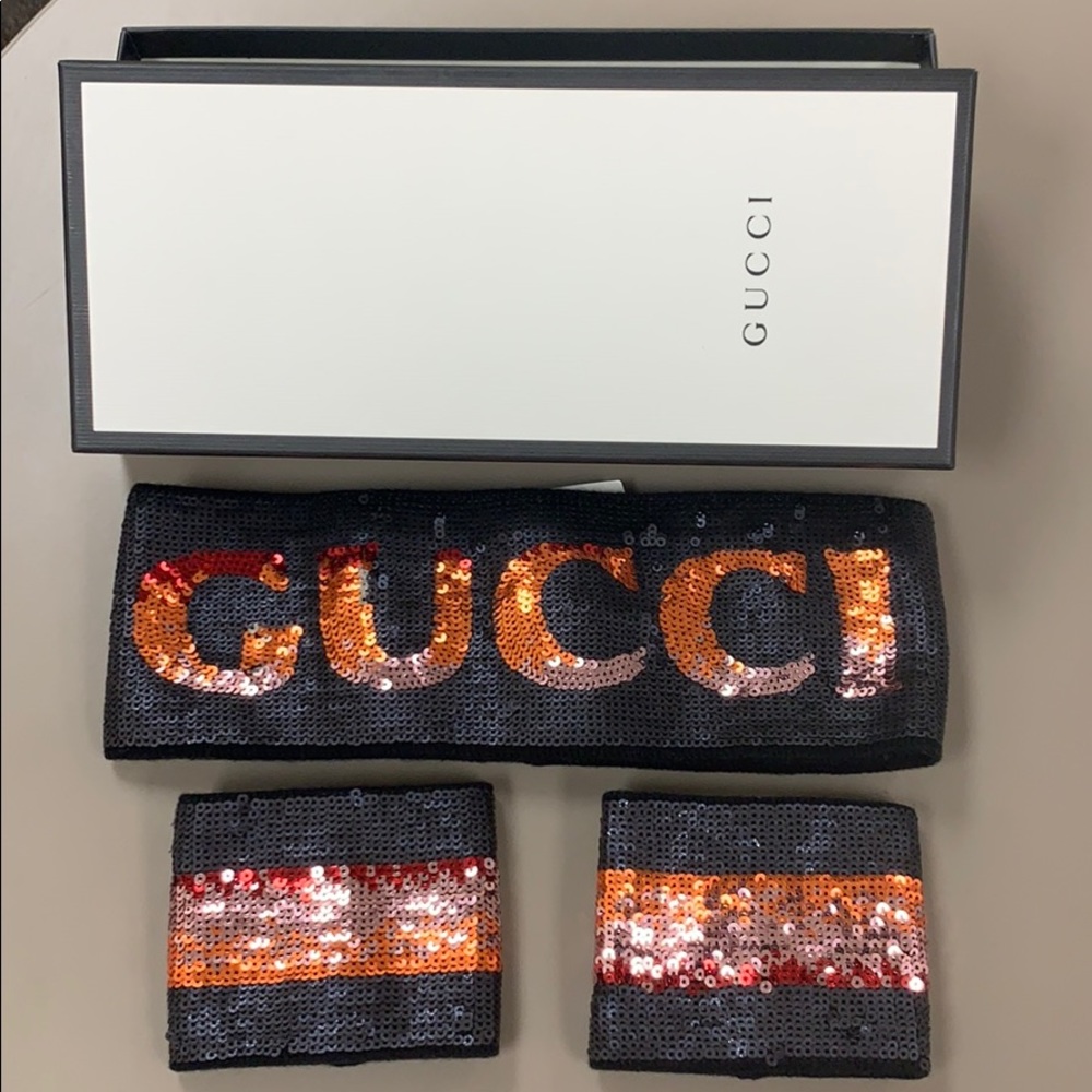 Authentic Gucci sequin sweatband set